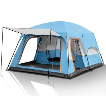 Палатки: Двухкомнатные палатки разных размеров. Отлично защищают от любых
