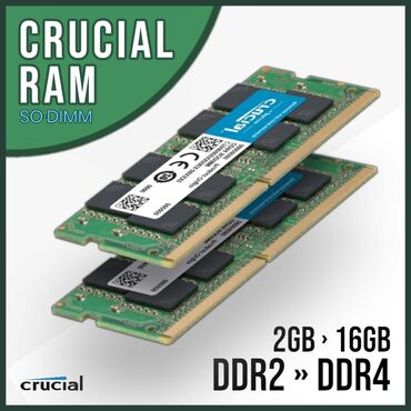 diz üstü kompüterlər: Operativ yaddaş (RAM) Crucial, 16 GB, 3600 Mhz, DDR4, Noutbuk üçün, Yeni