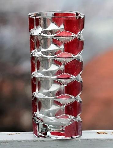 Vaze i saksije: Mid Century Luminarc JG Durand Geometric Ruby Cranberry Vase. France — 4