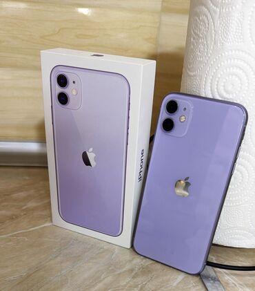 Apple iPhone: IPhone 11, 128 GB, Deep Purple, Simsiz şarj, Face ID, Sənədlərlə