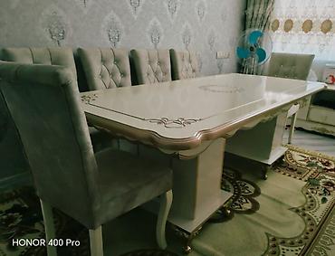 raskladuşka satılır: Qonaq otağı üçün, İşlənmiş, Açılmayan, Oval masa, 8 stul — 1