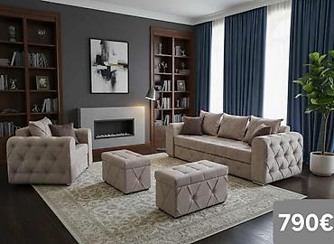 Stilske garniture: Komplet tapaciranih garnitura za dnevni boravak – moderan Chesterfield — 4