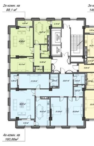 Продажа квартир: 4 комнаты, 160 м², Элитка, 6 этаж, ПСО (под самоотделку)