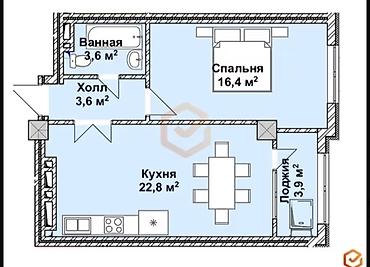 1 комната, 50 м², БГУ Элитка, 11 этаж, ПСО (под самоотделку) at lalafo.kg 1 комната, 50 м², БГУ Элитка, 11 этаж, ПСО (под самоотделку)
