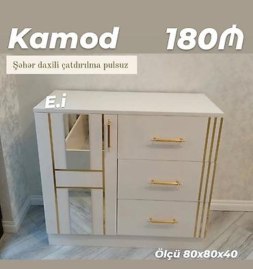 step deke: Kamod – zərif dizaynlı, ağ rəngdə, qızılı dekor xətləri və qızılı — 1