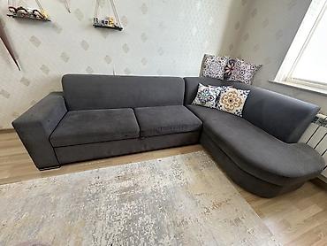 duz divanlar: Qonaq otağı üçün rahat L‑şəkilli künc divan - Rəng: tünd boz - Forma — 3
