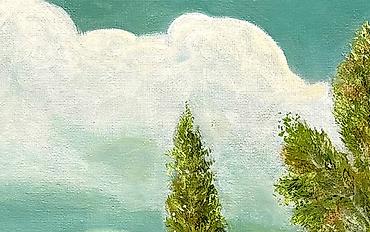 vanak yağı: "Kənd mənzərəsi". Ölçü: 60x90 sm. Kətan, yağlı boya. Yeni işdir — 4
