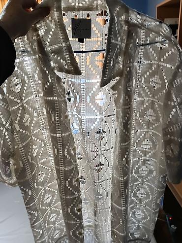 Košulje: Bela heklana košulja/kimono sa resama - Materijal: mrežasta heklana — 1