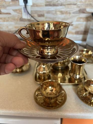 podnos: Çay dəsti, rəng - Qızılı, Metal, 6 nəfərlik — 2