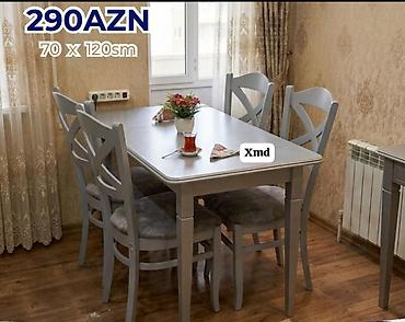 en ucuz perdeler: Mətbəx/dining dəsti – masa və 4 ədəd stul - Ölçü: 70 x 120 sm — 4