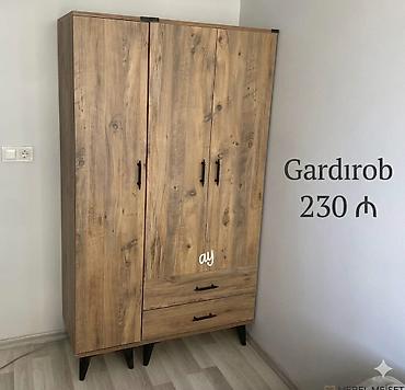 Gardırob – 230 ₼ - Üç qapılı, iki alt çekmecəli model - Təbii ağac