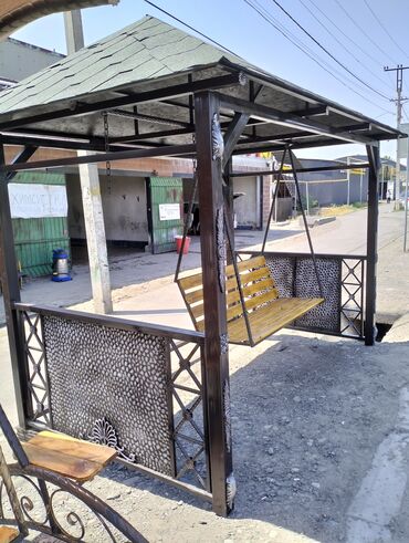 Садовые качели: Садовые качели Металл, Со спинкой, С крышей — 14