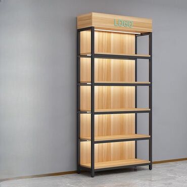 Rəf vitrinləri: Mağaza üçün metal karkaslı rəf sistemi - Dizayn: Qara rəngli, möhkəm — 21