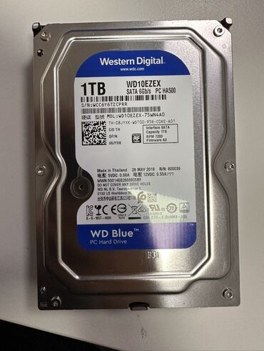 жёсткий диск на пк: Маалымат алып жүрүүчү, Колдонулган, Western Digital (WD), HDD, 1 ТБ, 3.5", ПК үчүн