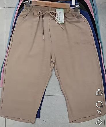 5xl: Pantalone siroke kapri sa elastičnim pojasom i učkurom. - Boje: bež — 2