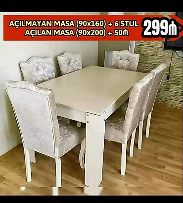 taxtlar: Qonaq otağı üçün, Yeni, Açılmayan, Dördbucaq masa, 6 stul — 7