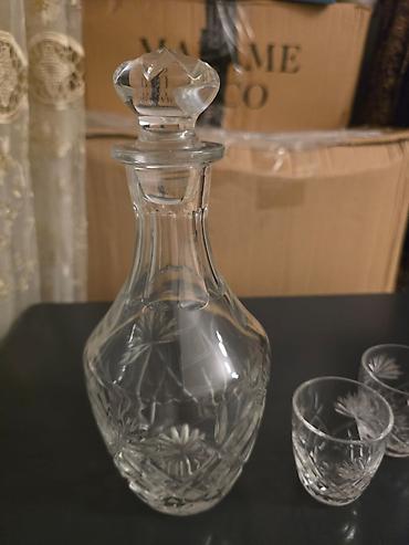 xrustal: Kristal karaf və 4 stəkandan ibarət dəst - Material: şəffaf kəsimli — 2