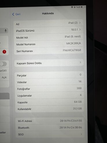 Apple iPad: İşlənmiş Apple iPad 9 (2021), 7,9", 64 GB, Pulsuz çatdırılma