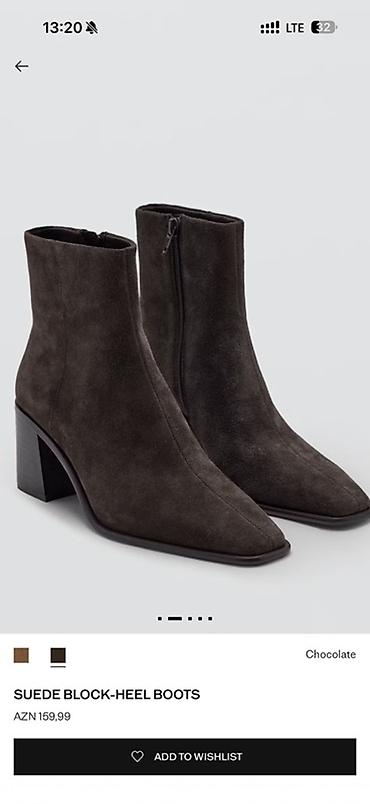 boot: Mango yeni 38 ölçü MNG Suede Block-Heel Boots – “Chocolate” rəng - — 5