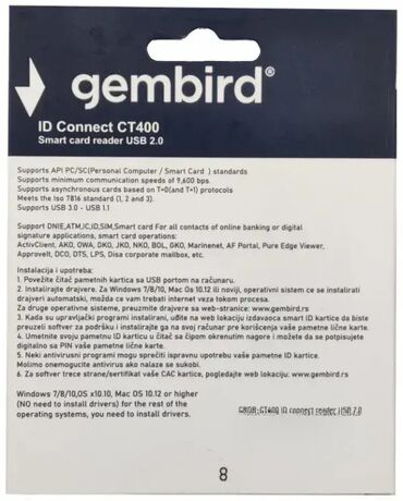 huawei p smart z cena polovan: Brand: Gembird Model: GEMBIRD CRDR-CT400 Gembird Smart card reader USB