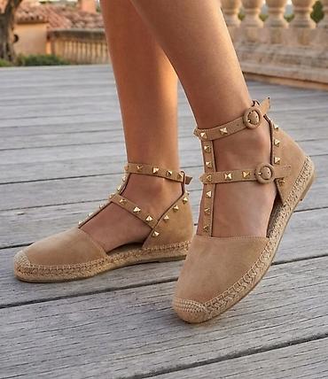 ara ženska obuća: Bež ženske espadrile sa kaiševima i nitnama - Model: espadrile sa — 1
