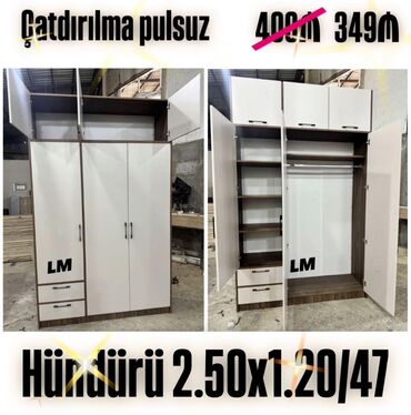 Divanlar: Yeni, Açılan, 3 qapılı Düz dolab