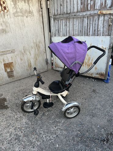 детская коляска для двойни: Коляска, цвет - Фиолетовый, Б/у