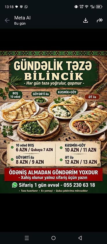 Gündəlik təzə bişirilən blinçiklər - Hər gün təzə yoğrulan xəmir lalafo.az -da Gündəlik təzə bişirilən blinçiklər - Hər gün təzə yoğrulan xəmir