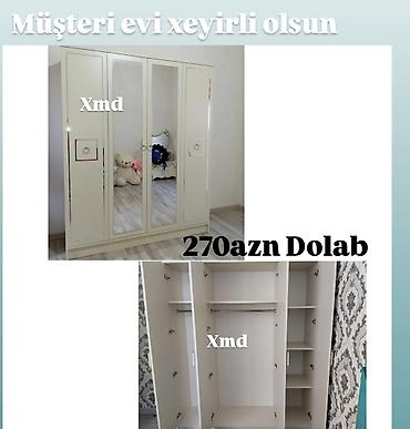 kreditle divan kreslo: Dördkapılı paltar dolabı – 270 AZN - Rəng: açıq krem/boz ton - Ön — 1