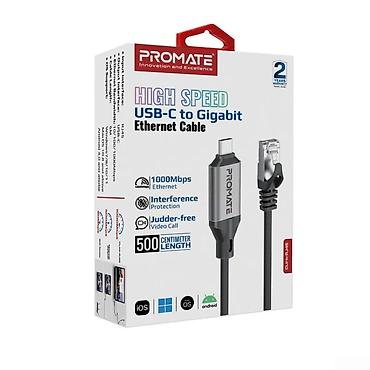 Promate CLink-RJ45 High-Speed USB-C to RJ45 Gigabit Ethernet Cable 5M