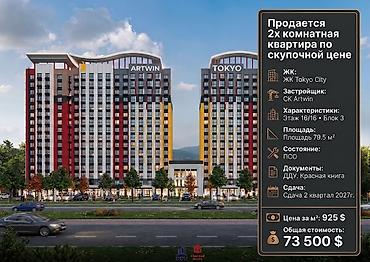 2 комнаты, 79 м², Технопарк Элитка, 16 этаж, ПСО (под самоотделку)
