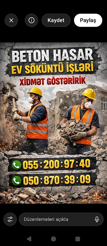 ev ustunun vurulmasi: Beton hasar və ev söküntü işləri – peşəkar briqada ilə xidmət — 1