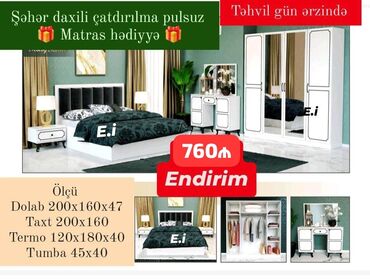 Çarpayılar: *Yataq dəsti 760Azn💥 ENDİRİM* ✔️Rəng seçimi var *🎁Matras hədiyyə* ✔️