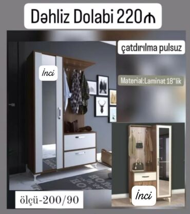 qapi renglenmesi: Dəhliz dolabı, Yeni, 1 qapı, Açılan, Düz dolab, Azərbaycan