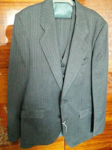 льняной пиджак мужской: Костюм M (EU 38), L (EU 40), цвет - Серый