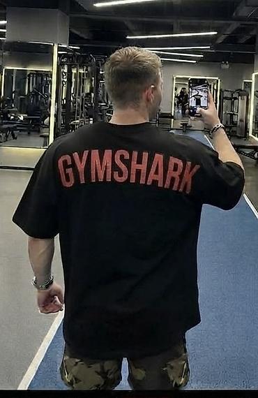 Футболка Gymshark, мужская, черная, свободного кроя (oversize). -