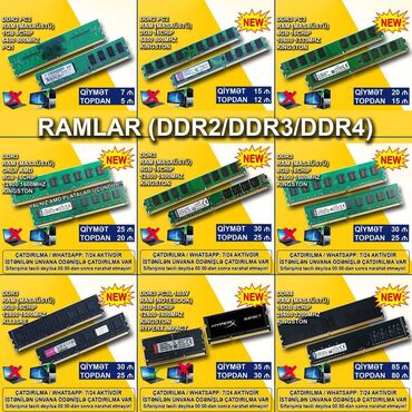 8 ram ddr4: Operativ yaddaş (RAM) Kingston, 8 GB, 1600 Mhz, DDR3, PC üçün, Yeni