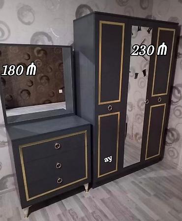 abedni dest: Qarderob və tualet masası dəsti - Rəng: tünd boz, qızılı haşiyələr və — 1