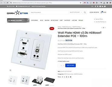 Aksesoari za TV i video: HDBaseT zidna ploča – HDMI v2.0b ekstender sa PoE (do 100 m) Opis — 4