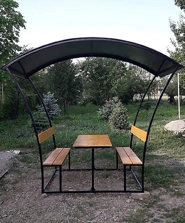 Ev və bağ: Dördbucaq masa, Skameykalar ilə, Metal — 5