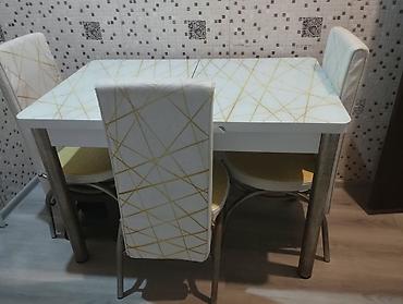 Masa + 4 oturacaq dəsti - Masa açılır (açılan model) - 4 ədəd