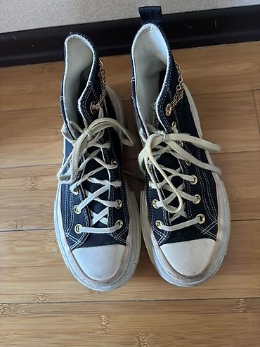 Qadın ayaqqabıları: CONVERSE original Qara kanvas hi-top krossovkalar – qalın platformalı — 3