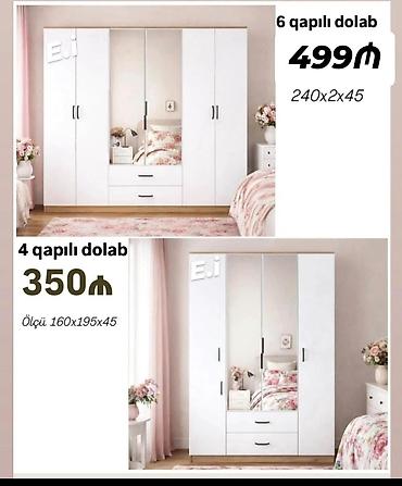 турб аз: Ağ rəngdə klassik üslubda yataq otağı üçün paltar dolabları — 1
