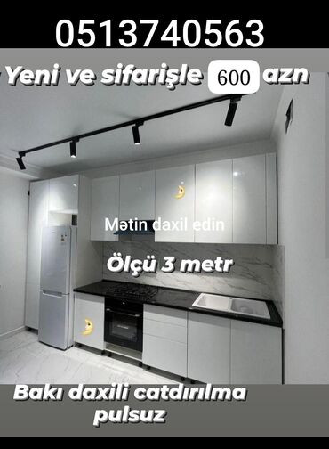 hazır mətbəx mebeli: 🟣Metbex mebeli yeni ve sifarişle 🟣 *Qiymet 600 azn*🟣 Olcu 3 metr