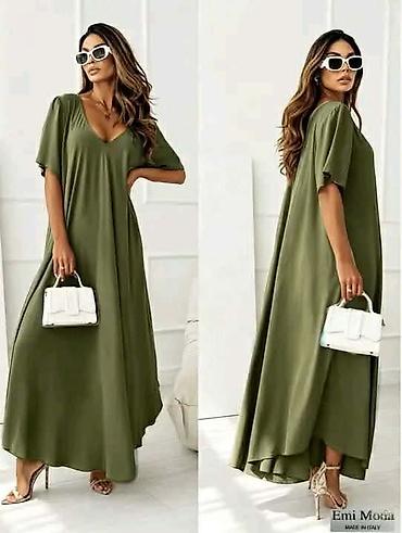 oval: Maxi haljina sa V‑izrezom oversize. - Duga, lepršava silueta sa — 4