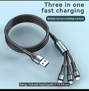 3-ü 1-də sürətli şarj kabeli - Giriş: USB-A - Çıxışlar: Lightning lalafo.az -da 3-ü 1-də sürətli şarj kabeli - Giriş: USB-A - Çıxışlar: Lightning