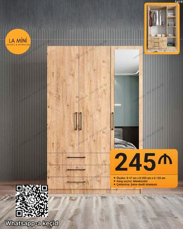mini şkaf: Açılan, 3 qapılı Düz dolab, Qarderob, paltar dolabı