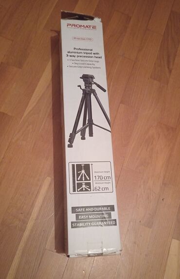 tripodlar: Ştativ. Promate Precise-170 – peşəkar alüminium tripod, 3 istiqamətli