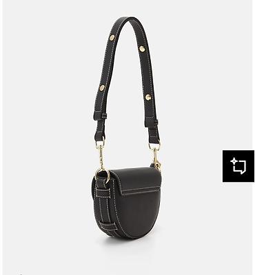 Çantalar: Qara dəri çiyin/çarpaz çanta – yarımdairə (saddle) forması - Rəng — 2