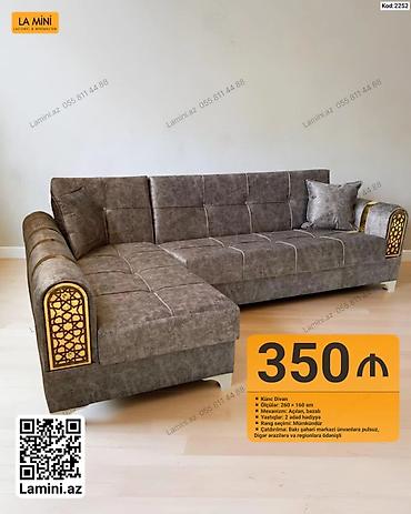 Künc divan – Kod: 2252 - Ölçülər: 260 × 160 sm - Mexanizm: Açılan